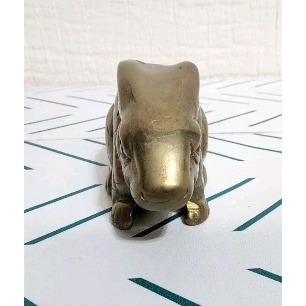 Vintage Brass Bunny Rabbit Figure Statue‎ Paper Weight Desk Ornament MCM